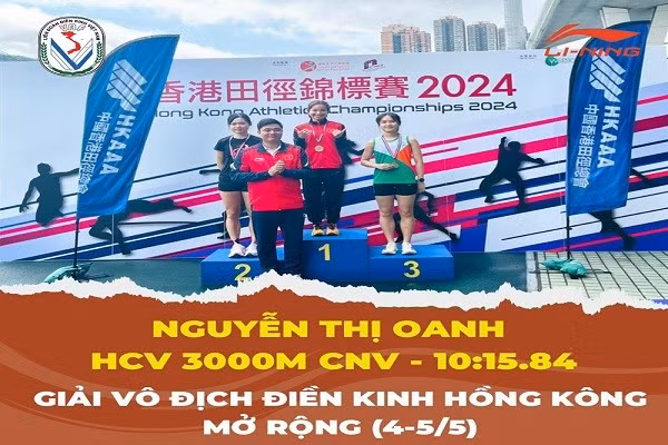 Nguyễn Thị Oanh giành chiến thắng thuyết phục tại giải Vô địch Điền kinh Hong Kong mở rộng. (Nguồn: Cục Thể dục Thể thao)