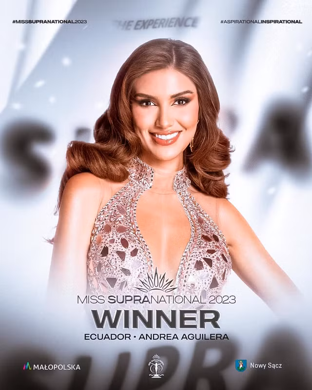 Mỹ nhân Ecuador đăng quang Miss Supranational 2023, Đặng Thanh Ngân giành ngôi Á hậu 4 - Ảnh 2. Andrea Aguilera đem về cho nhan sắc Ecuador chiếc vương miện Hoa hậu Siêu quốc gia đầu tiên. Ảnh: MISS SUPRANATIONAL