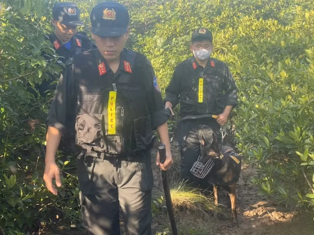 Chó nghiệp vụ cũng đã được điều động để truy bắt 2 phạm nhân (Ảnh Công an Hà Tĩnh)