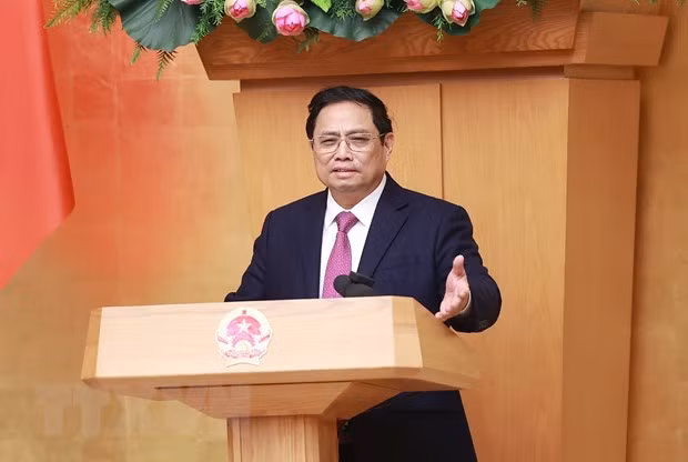 Thủ tướng Phạm Minh Chính phát biểu. (Ảnh: Dương Giang/TTXVN)