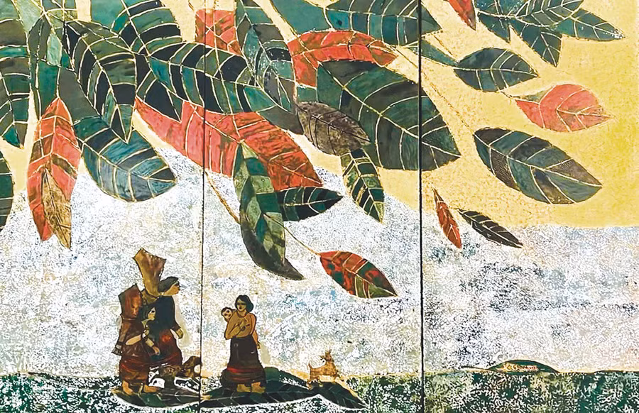 Tác phẩm “Mùa lá hát” của họa sĩ Hồ Thị Xuân Thu.