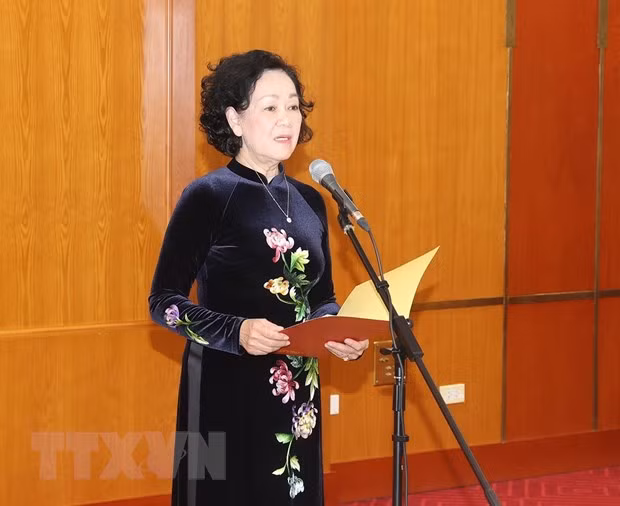 Đồng chí Trương Thị Mai, Ủy viên Bộ Chính trị, Thường trực Ban Bí thư phát biểu. (Ảnh: Trí Dũng/TTXVN)