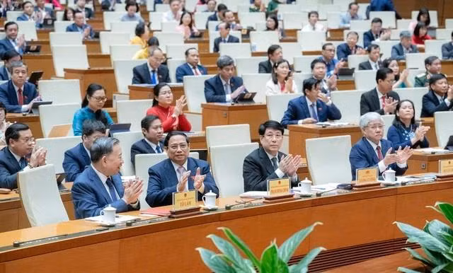 Các lãnh đạo Đảng, Nhà nước tại phiên bế mạc kỳ họp 7 Quốc hội khóa XV.