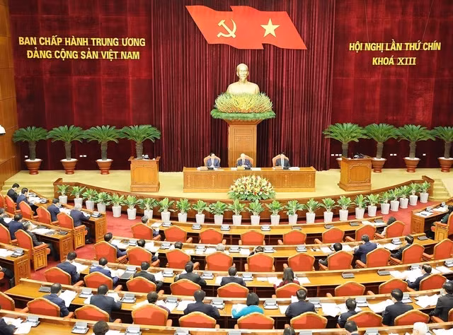 Hội nghị lần thứ 9 Ban Chấp hành Trung ương Đảng khóa XIII khai mạc vào sáng 16-5 dưới sự chủ trì của Tổng Bí thư Nguyễn Phú Trọng. Ảnh: TTXVN