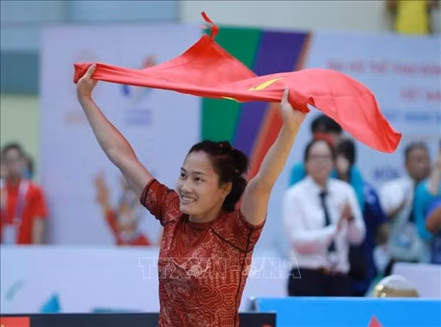 Vận động viên Phùng Thị Huệ. (Ảnh tư liệu: Hoàng Hiếu/TTXVN)