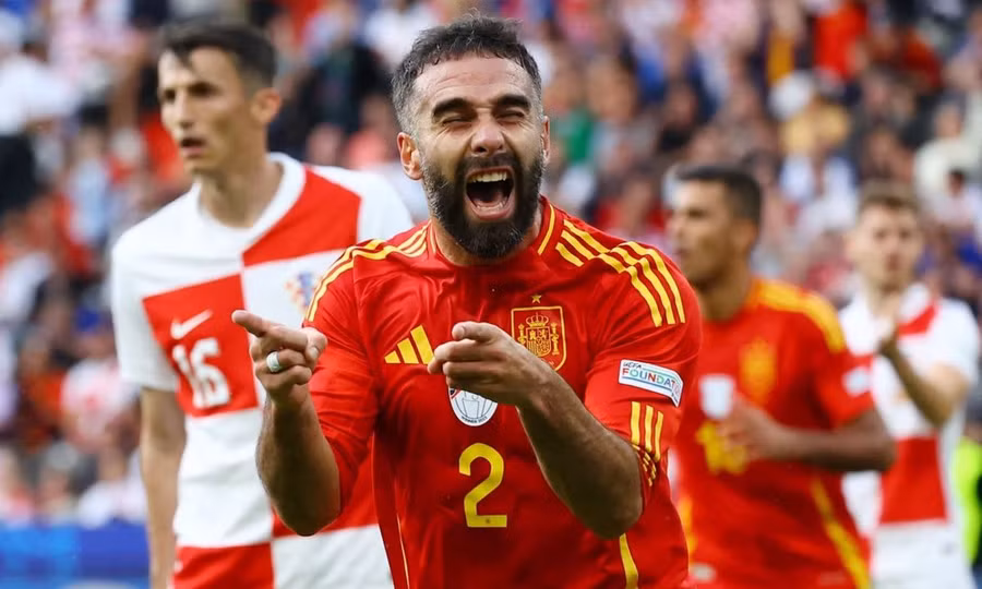 Morata ăn mừng sau khi ghi bàn mở tỷ số cho Tây Ban Nha. (Nguồn: Reuters)