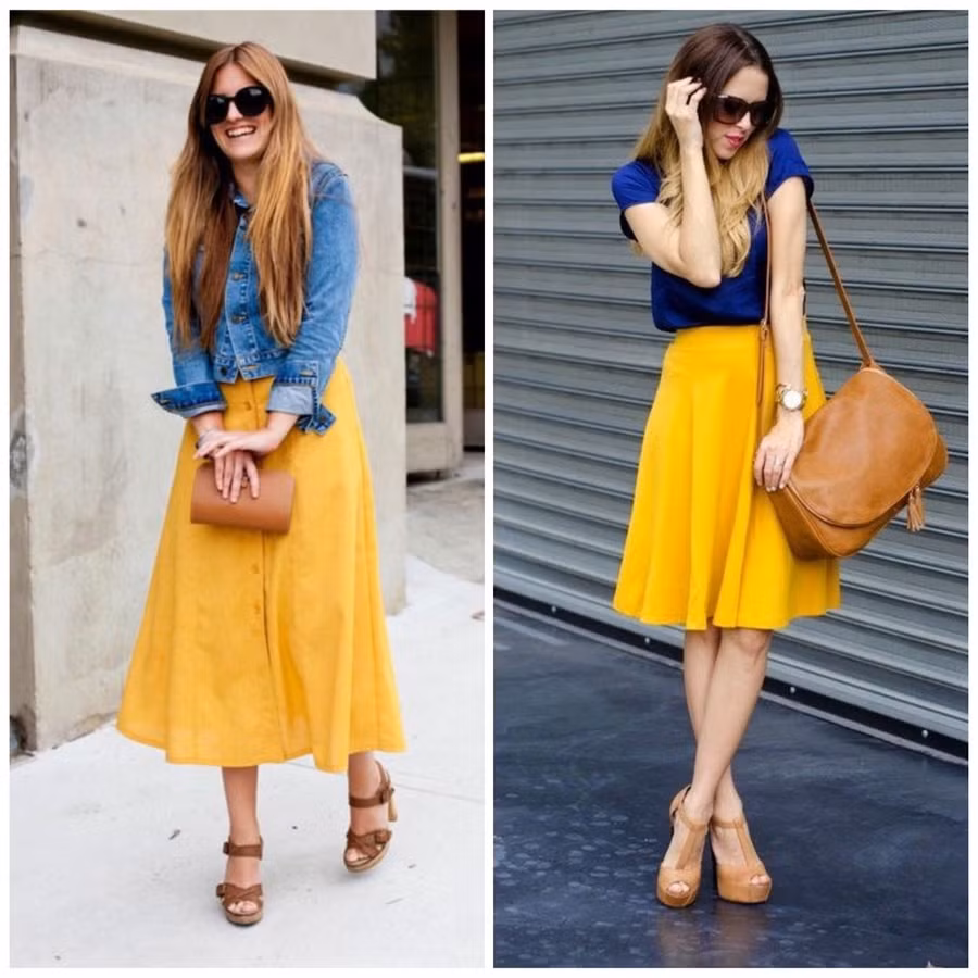 Vàng và xanh dương. Ảnh: Elle