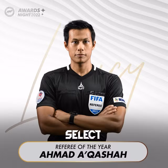 Trọng tài Ahmad A'Qashah Bin Ahmad Al Badowe. Ảnh:FAS