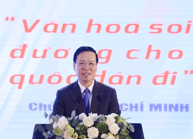 Chủ tịch nước Võ Văn Thưởng phát biểu. (Ảnh: Thống Nhất/TTXVN) Chủ tịch nước Võ Văn Thưởng phát biểu. (Ảnh: Thống Nhất/TTXVN)