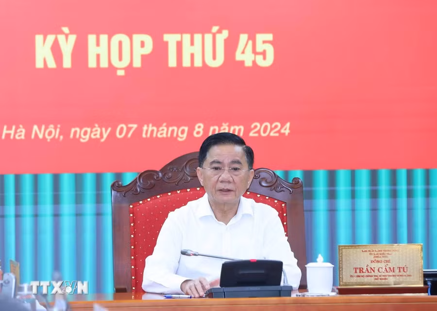 Đồng chí Trần Cẩm Tú, Ủy viên Bộ Chính trị, Bí thư Trung ương Đảng, Chủ nhiệm Ủy ban Kiểm tra Trung ương chủ trì Kỳ họp. (Ảnh: Phương Hoa /TTXVN)