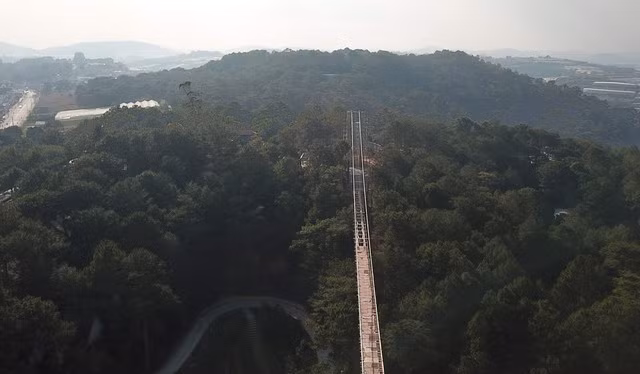 Cầu đáy kính trong KDL Thung lũng Tình yêu có chiều dài 255m. Ảnh: LÂM VIÊN
