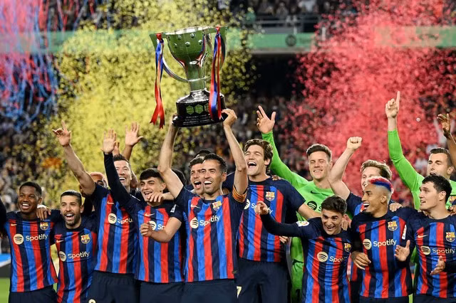 Barcelona vô địch La Liga và giữ được suất dự Champions League. Ảnh:AFP