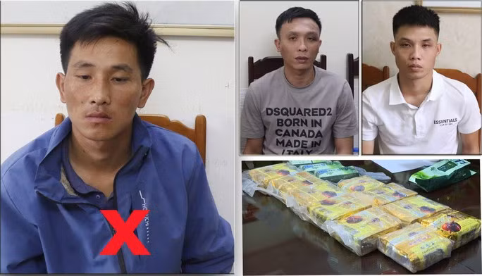Vàng A Tùng (dấu X) và 2 đồng phạm cùng số tang vật liên quan. Vàng A Tùng (dấu X) và 2 đồng phạm cùng số tang vật liên quan.
