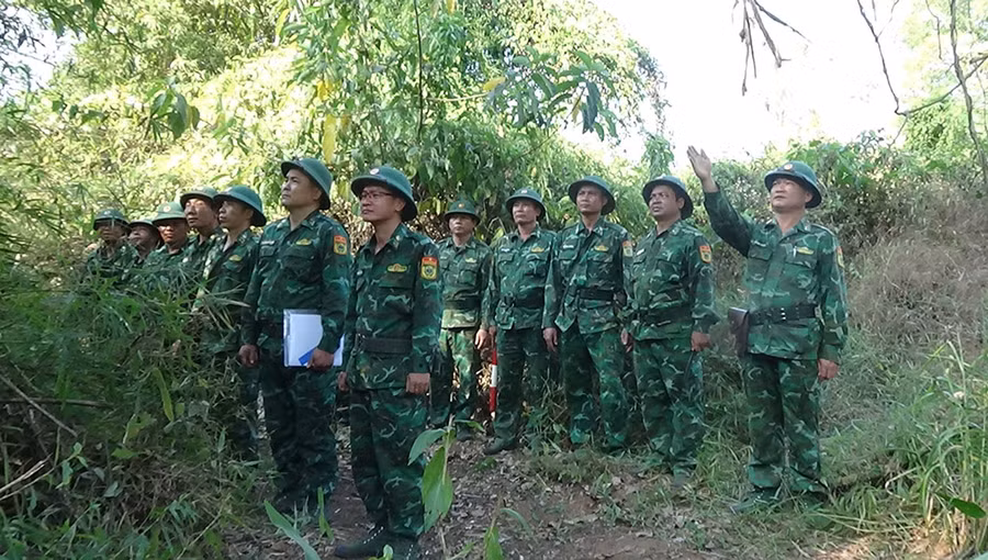 Đồn Biên phòng Ia Nan, Đồn Biên phòng Ia Pnôn và Đồn Biên phòng Cửa khẩu Quốc tế Lệ Thanh tuần tra chung. Ảnh: T.D