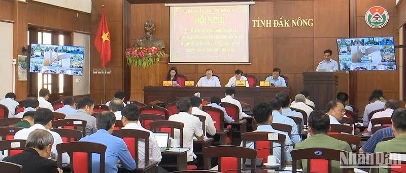 Quang cảnh Hội nghị sơ kết 3 năm thực hiện Chương trình mục tiêu quốc gia xây dựng nông thôn mới giai đoạn 2021-2025 trên địa bàn tỉnh Đắk Nông.