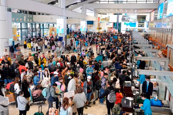 Nhiều đường bay nội địa có tỷ lệ đặt vé máy bay Tết Nguyên đán Giáp Thìn 2024 lên tới hơn 90%. (Ảnh: PV/Vietnam+)