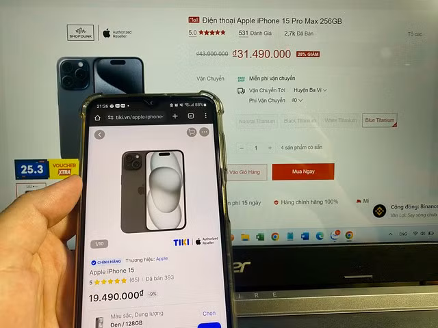 iPhone 15 giảm giá sâu trên sàn thương mại điện tử