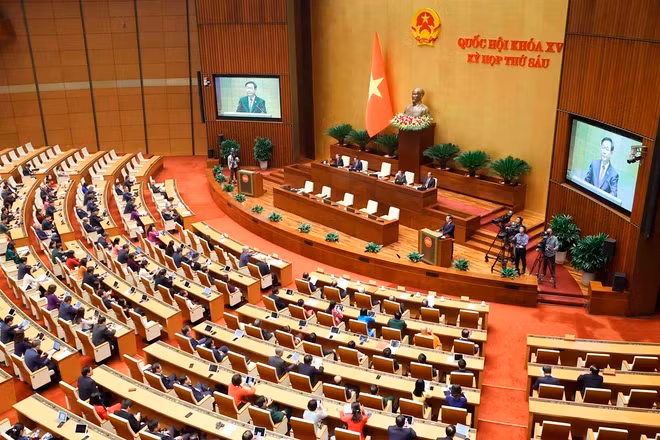 Phiên Bế mạc Kỳ họp thứ 6, Quốc hội khoá XV diễn ra sáng 29/11/2023, tại Hà Nội. (Ảnh: Doãn Tấn/TTXVN)