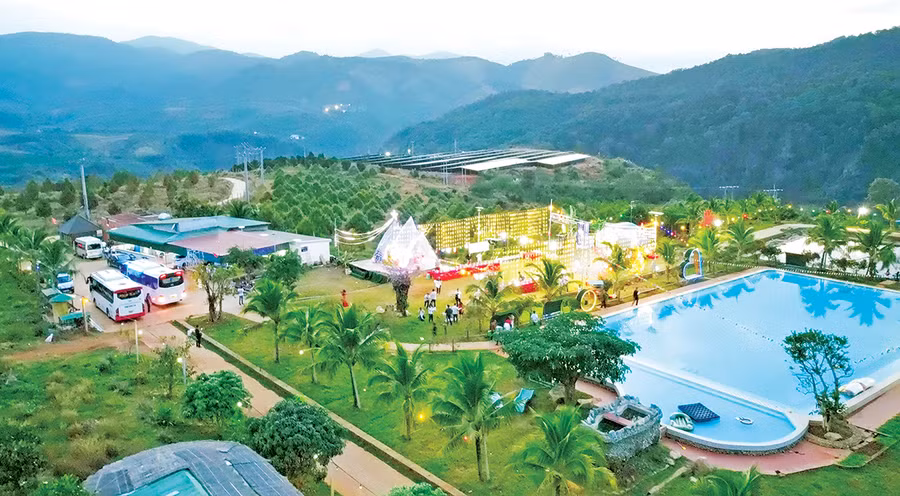 Farmstay Sâm Phát Ia Ly (thị trấn Ia Ly, huyện Chư Păh) nhìn từ trên cao. Ảnh: N.Q