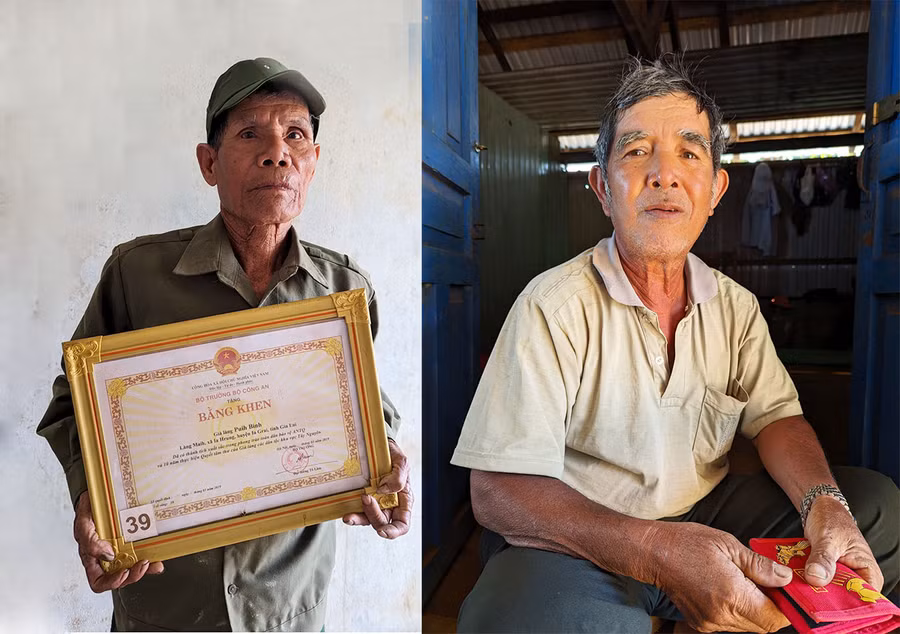 Các nhân chứng Puih Binh (bìa trái) và Ksor Hiếu. Ảnh: N.Q.T