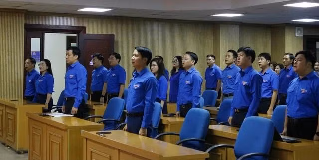 Các đại biểu tham gia Lễ chào cờ tháng 7 tại T.Ư Đoàn. Ảnh BẢO ANH Các đại biểu tham gia Lễ chào cờ tháng 7 tại T.Ư Đoàn. Ảnh BẢO ANH