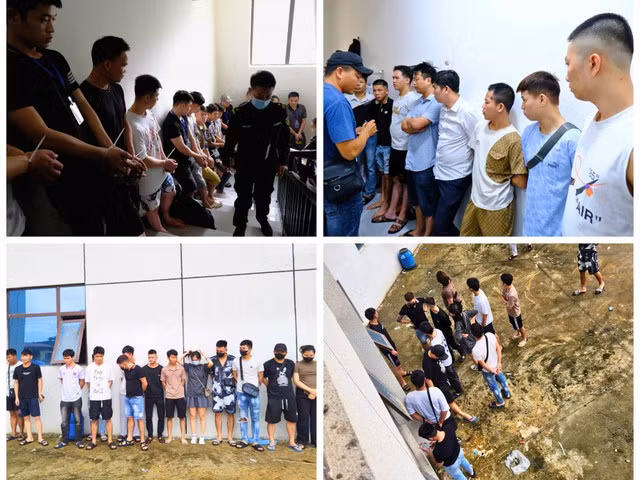 Lực lượng chức năng bắt giữ các đối tượng bỏ chạy theo hướng cầu thang bộ, ban công Lực lượng chức năng bắt giữ các đối tượng bỏ chạy theo hướng cầu thang bộ, ban công