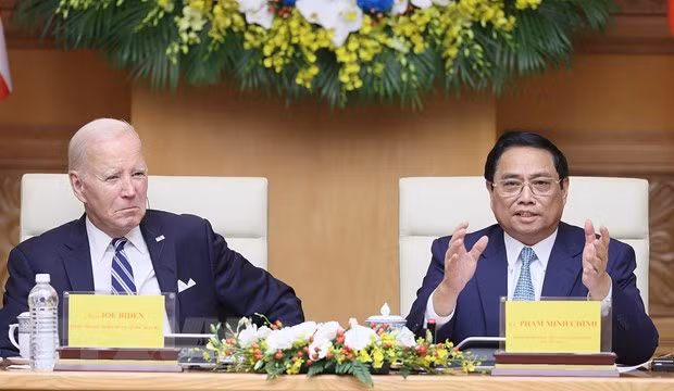 Thủ tướng Phạm Minh Chính phát biểu tại Hội nghị cấp cao Việt Nam-Hoa Kỳ về Đổi mới sáng tạo và Đầu tư. (Ảnh: Dương Giang/TTXVN) Thủ tướng Phạm Minh Chính phát biểu tại Hội nghị cấp cao Việt Nam-Hoa Kỳ về Đổi mới sáng tạo và Đầu tư. (Ảnh: Dương Giang/TTXVN)