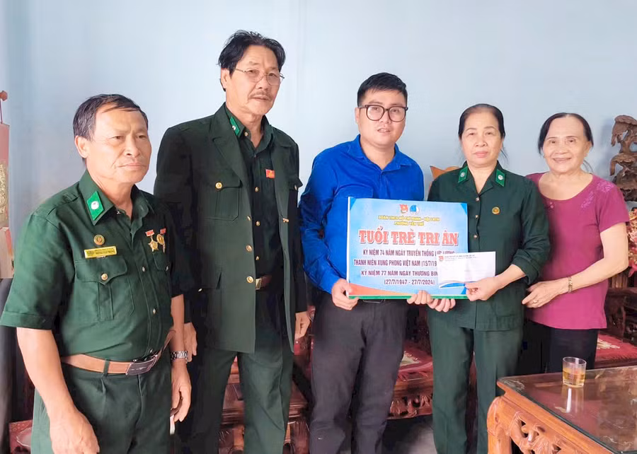 Đoàn viên, thanh niên phường Yên Thế thăm, tặng quà cựu thanh niên xung phong Phùng Thị Duyên (thứ 2 từ phải sang). Ảnh ĐVCC Đoàn viên, thanh niên phường Yên Thế thăm, tặng quà cựu thanh niên xung phong Phùng Thị Duyên (thứ 2 từ phải sang). Ảnh ĐVCC