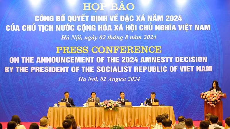 Buổi họp báo công bố quyết định đặc xá năm 2024 của Chủ tịch nước. Buổi họp báo công bố quyết định đặc xá năm 2024 của Chủ tịch nước.