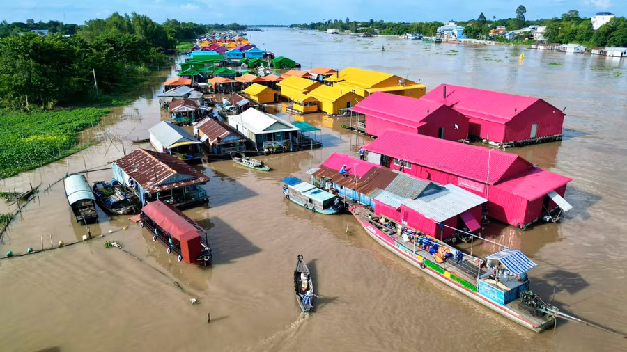 Hiện có khoảng 50 chiếc bè cá đã được sơn màu. Ảnh: KHƯƠNG NHỰT MINH