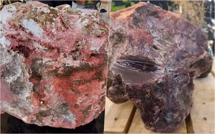 Viên đá nghi là long diên hương được anh T. tìm thấy trước (bên phải) và tìm thấy sau (cên trái). (Ảnh: PLVN) Viên đá nghi là long diên hương được anh T. tìm thấy trước (bên phải) và tìm thấy sau (cên trái). (Ảnh: PLVN)
