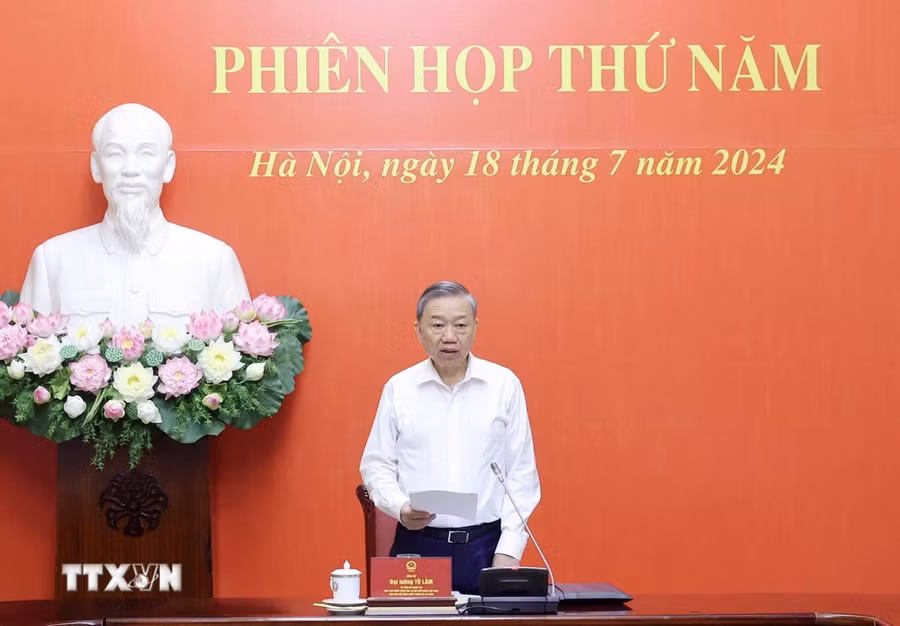 Chủ tịch nước Tô Lâm phát biểu kết luận Phiên họp thứ 5 Hội đồng Quốc phòng và An ninh. (Ảnh: Nhan Sáng/TTXVN) Chủ tịch nước Tô Lâm phát biểu kết luận Phiên họp thứ 5 Hội đồng Quốc phòng và An ninh. (Ảnh: Nhan Sáng/TTXVN)