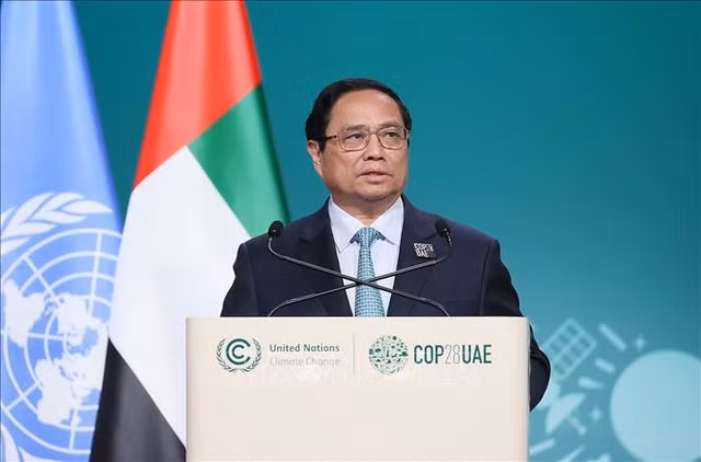 Thủ tướng Phạm Minh Chính có bài phát biểu quan trọng tại Hội nghị COP lớn nhất trong lịch sử - Ảnh: VGP/Nhật Bắc