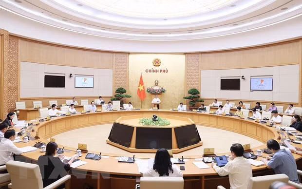 Phiên họp Chính phủ chuyên đề về xây dựng pháp luật tháng 7/2023. (Ảnh: Dương Giang/TTXVN)