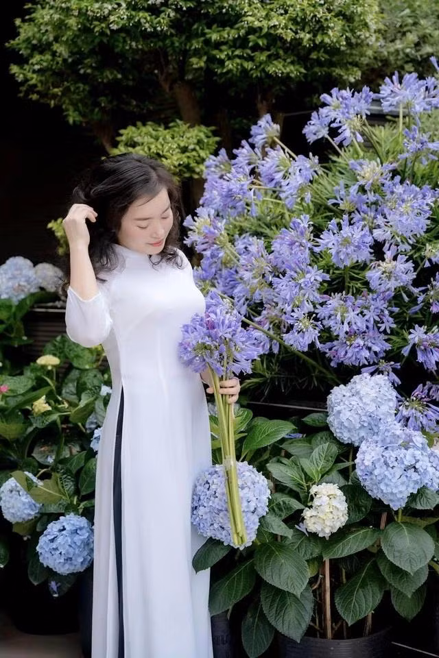 Nhà chị Liên ngập tràn màu sắc với nhiều loài hoa. ẢNH NVCC