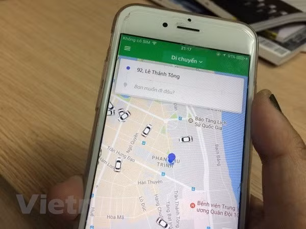 Ứng dụng gọi xe taxi công nghệ của Grab. (Nguồn: Vietnam+) Ứng dụng gọi xe taxi công nghệ của Grab. (Nguồn: Vietnam+)