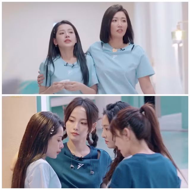 Chi Pu khóc ở hậu trường Đạp gió 2023 vì căng thẳng, áp lực trong quá trình tập luyện. Người đẹp được các tỷ tỷ an ủi, động viên. CHỤP MÀN HÌNH