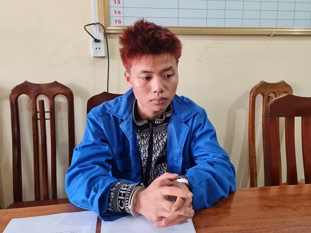Dương Văn Thái tại cơ quan công an. Ảnh: Công an cung cấp
