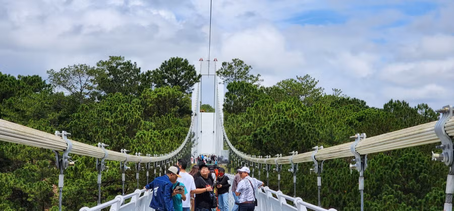 Cầu kính Ngàn Thông chính thức phục vụ du khách. Ảnh: LÂM VIÊN