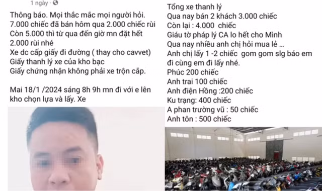 Xe thanh lý được ông T. rao bán trên mạng xã hội