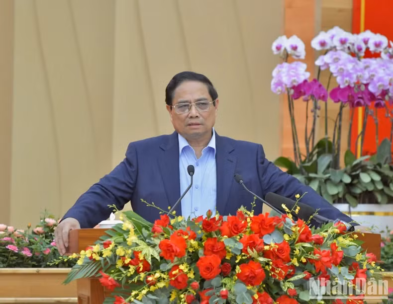 Thủ tướng Chính phủ Phạm Minh Chính phát biểu ý kiến chỉ đạo Hội nghị. (Ảnh: Thanh Giang) Thủ tướng Chính phủ Phạm Minh Chính phát biểu ý kiến chỉ đạo Hội nghị. (Ảnh: Thanh Giang)