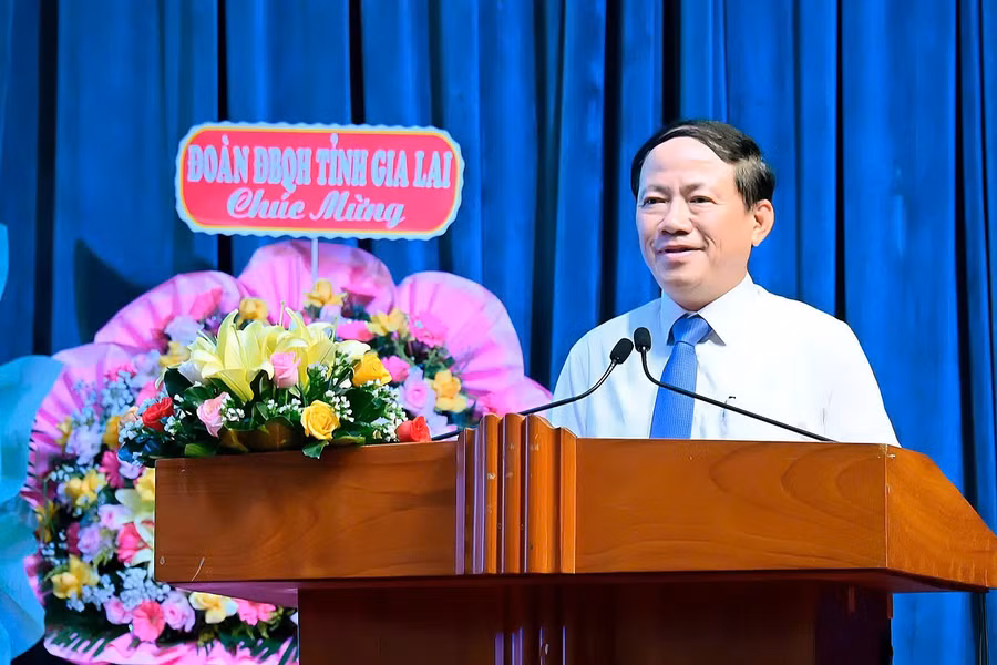 Đồng chí Phạm Anh Tuấn - Ủy viên Ban Chấp hành Trung ương Đảng, Phó Bí thư Tỉnh ủy, Chủ tịch UBND tỉnh phát biểu tại chương trình. Ảnh: Đức Thụy
