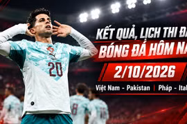 Kết quả, lịch thi đấu bóng đá hôm nay 2/10: Việt Nam đấu Pakistan