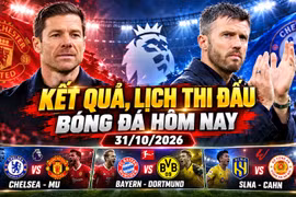 Kết quả, lịch thi đấu bóng đá hôm nay 31/10: Chelsea đại chiến MU