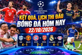 Kết quả, lịch thi đấu bóng đá hôm nay 22/10/2026: MU thua sốc, Arsenal hòa Bayern