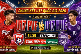 Trực tiếp U17 PVF vs U17 Huế 15h30 hôm nay xem ở đâu?