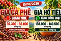 Giá cà phê, hồ tiêu hôm nay 15/10: Cà phê giảm, hồ tiêu đồng loạt tăng