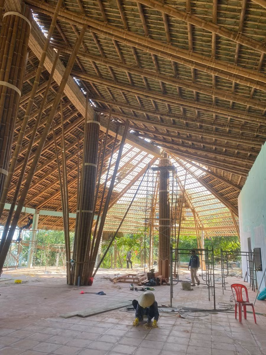 Vật liệu xây dựng từ tre được xem là giải pháp xanh cho các công trình kiến trúc mang phong cách nhiệt đới, đậm chất văn hóa phương Đông. Ảnh: ĐVCC