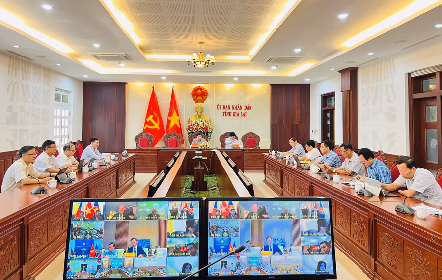 Quang cảnh hội nghị tại điểm cầu UBND tỉnh Gia Lai. Ảnh: P.L