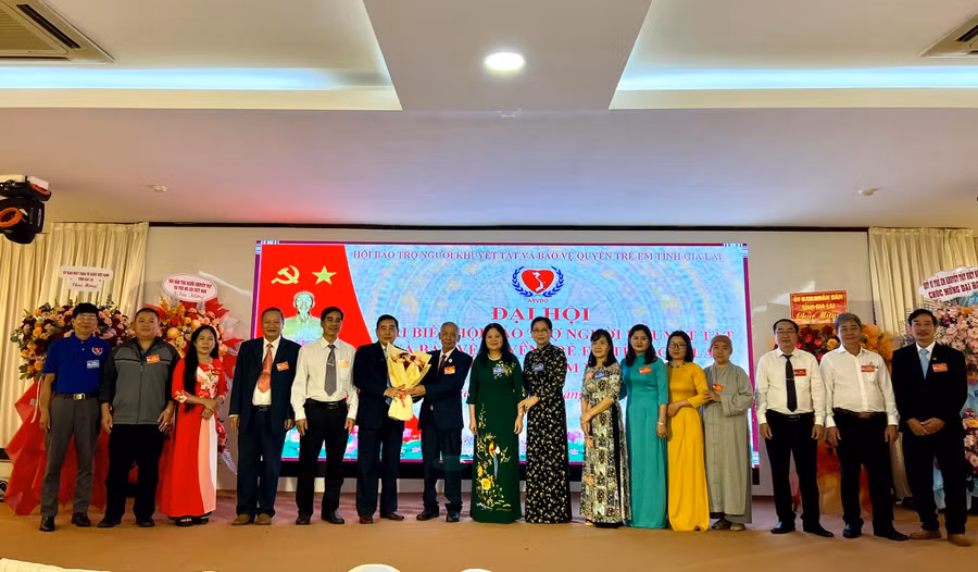 Ban Chấp hành Hội Bảo trợ người khuyết tật và Bảo vệ quyền trẻ em tỉnh khóa VI ra mắt tại Đại hội. Ảnh P.L